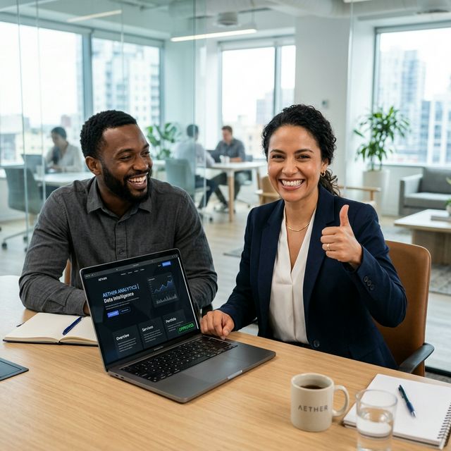 Cliente aprobando proyecto web con equipo de desarrollo Olorun